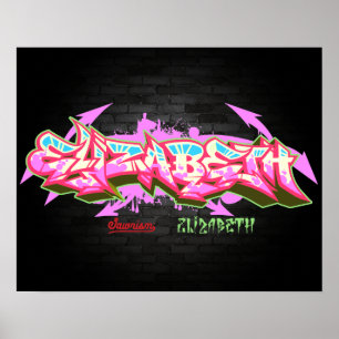 The name Elizabeth in graffiti Poster