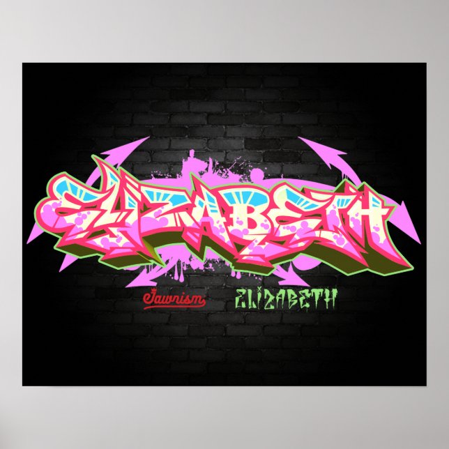 The name Elizabeth in graffiti Poster (Front)