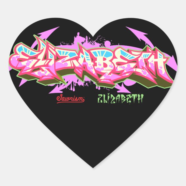 The name Elizabeth in graffiti-Stickers | Heart Heart Sticker (Front)