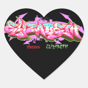 The name Elizabeth in graffiti-Stickers   Heart Heart Sticker