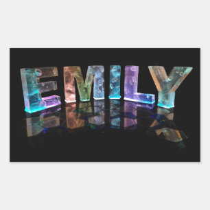 The Name Emily in 3D Lights (Photograph) Rectangular Sticker