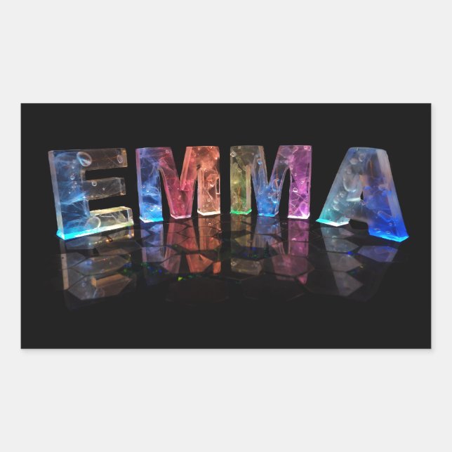 The Name Emma in 3D Lights (Photograph) Rectangular Sticker (Front)