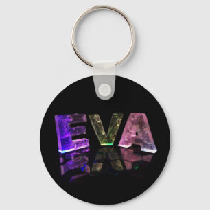 The Name Eva in 3D Lights (Photograph) Key Ring