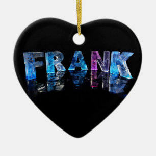The Name Frank in 3D Lights (Photograph) Ceramic Tree Decoration