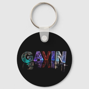 The Name Gavin in 3D Lights (Photograph) Key Ring