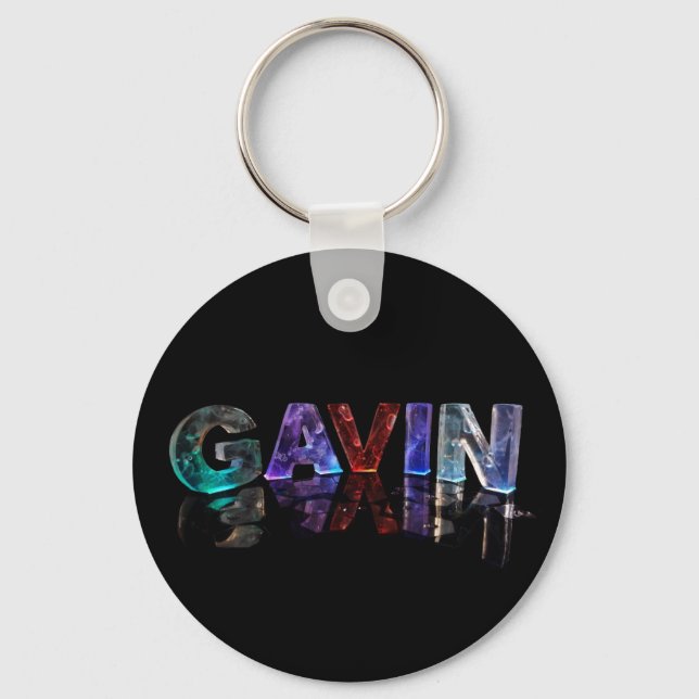 The Name Gavin in 3D Lights (Photograph) Key Ring (Front)