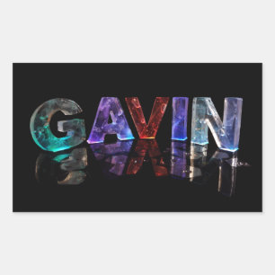 The Name Gavin in 3D Lights (Photograph) Rectangular Sticker