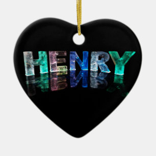 The Name Henry in 3D Lights (Photograph) Ceramic Tree Decoration