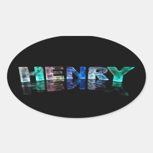 The Name Henry in 3D Lights (Photograph) Oval Sticker