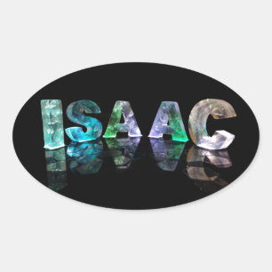 The Name Isaac in 3D Lights (Photograph) Oval Sticker