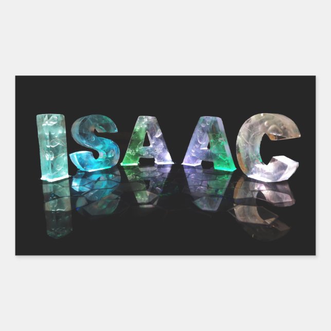 The Name Isaac in 3D Lights (Photograph) Rectangular Sticker (Front)