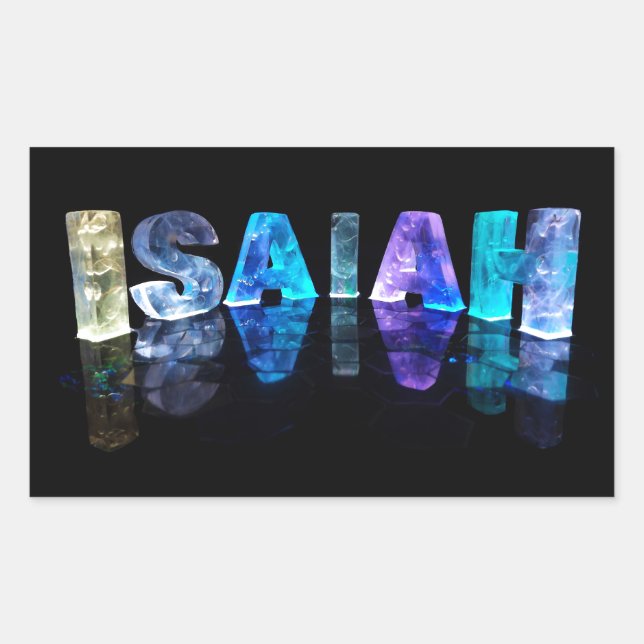 The Name Isaiah in 3D Lights (Photograph) Rectangular Sticker (Front)
