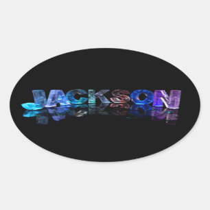 The Name Jackson in 3D Lights (Photograph) Oval Sticker