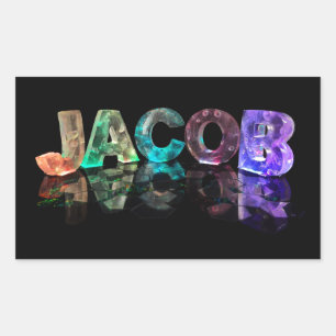 The Name Jacob in 3D Lights (Photograph) Rectangular Sticker