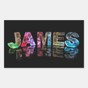 The Name James in 3D Lights (Photograph) Rectangular Sticker