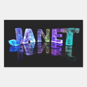 The Name Janet in 3D Lights (Photograph) Rectangular Sticker