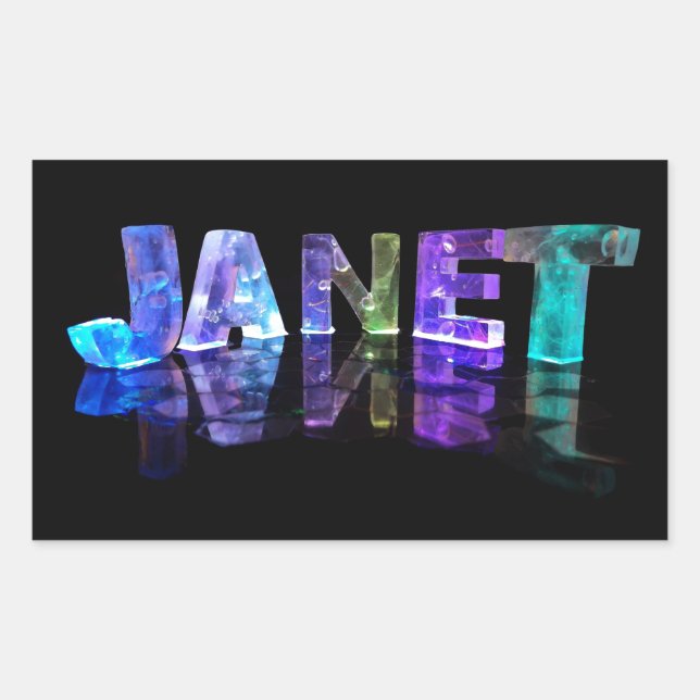 The Name Janet in 3D Lights (Photograph) Rectangular Sticker (Front)