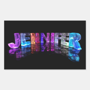 The Name Jennifer in 3D Lights (Photograph) Rectangular Sticker
