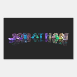 The Name Jonathan in 3D Lights (Photograph) Rectangular Sticker