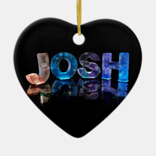 The Name Josh in 3D Lights (Photograph) Ceramic Tree Decoration