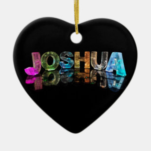 The Name Joshua in 3D Lights (Photograph) Ceramic Tree Decoration