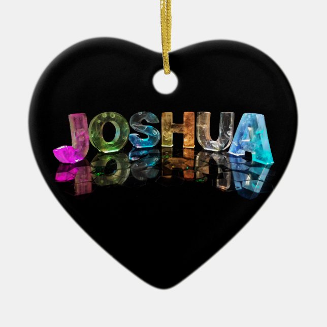 The Name Joshua in 3D Lights (Photograph) Ceramic Tree Decoration (Front)