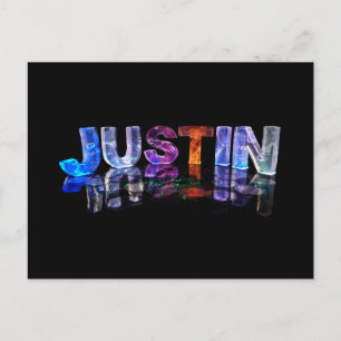 The Name Justin in 3D Lights (Photograph) Postcard