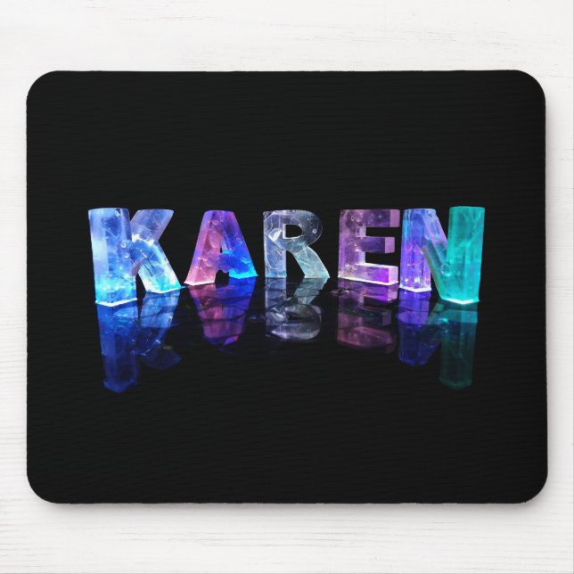 The Name Karen in 3D Lights (Photograph) Mouse Mat (Front)
