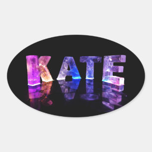 The Name Kate in 3D Lights (Photograph) Oval Sticker