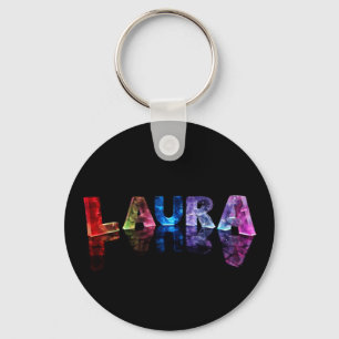 The Name Laura in 3D Lights (Photograph) Key Ring