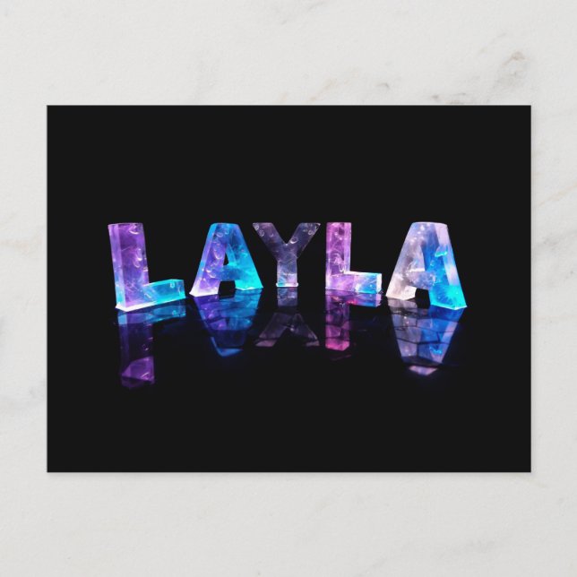 The Name Layla in 3D Lights (Photograph) Postcard (Front)