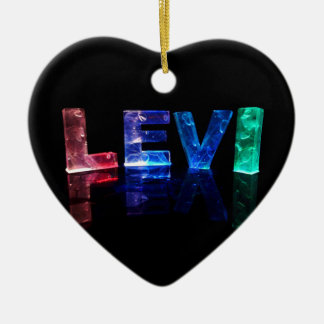 The Name Levi in 3D Lights (Photograph) Ceramic Tree Decoration