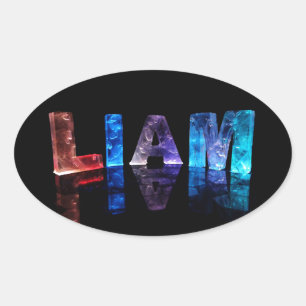 The Name Liam in 3D Lights (Photograph) Oval Sticker