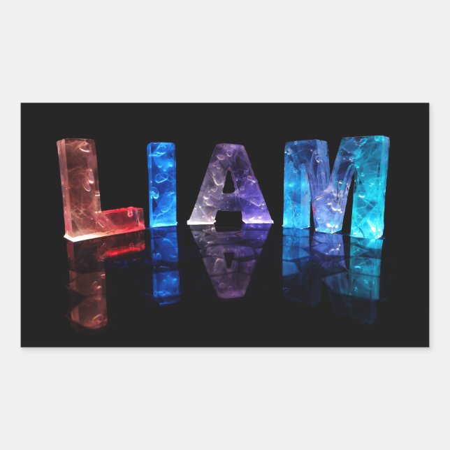 The Name Liam in 3D Lights (Photograph) Rectangular Sticker (Front)