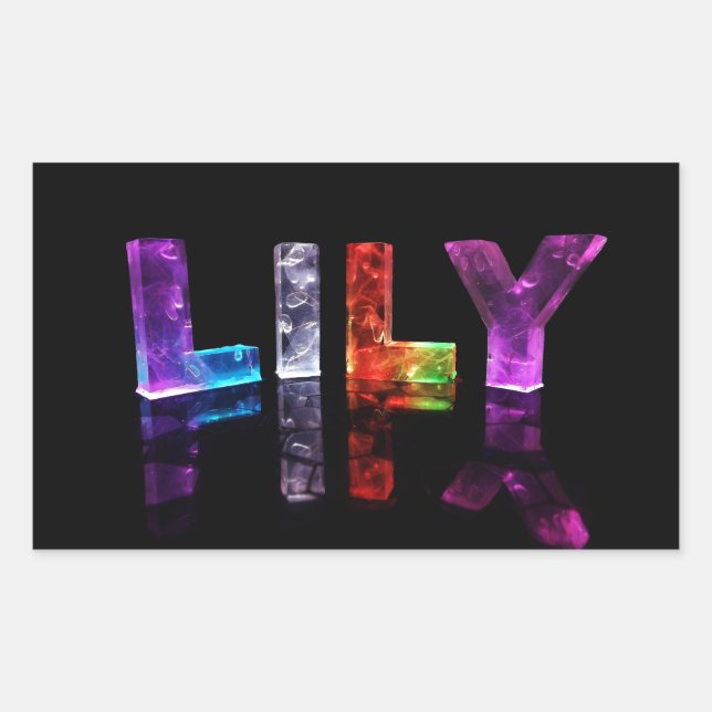 The Name Lily in 3D Lights (Photograph) Rectangular Sticker (Front)