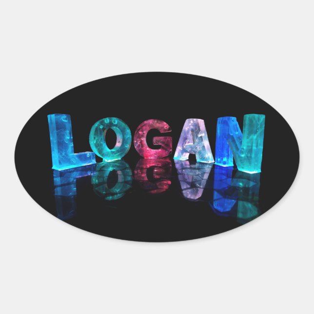 The Name Logan in 3D Lights (Photograph) Oval Sticker (Front)