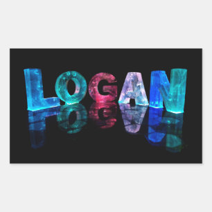 The Name Logan in 3D Lights (Photograph) Rectangular Sticker