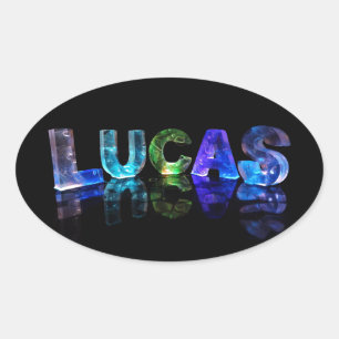 The Name Lucas in 3D Lights (Photograph) Oval Sticker