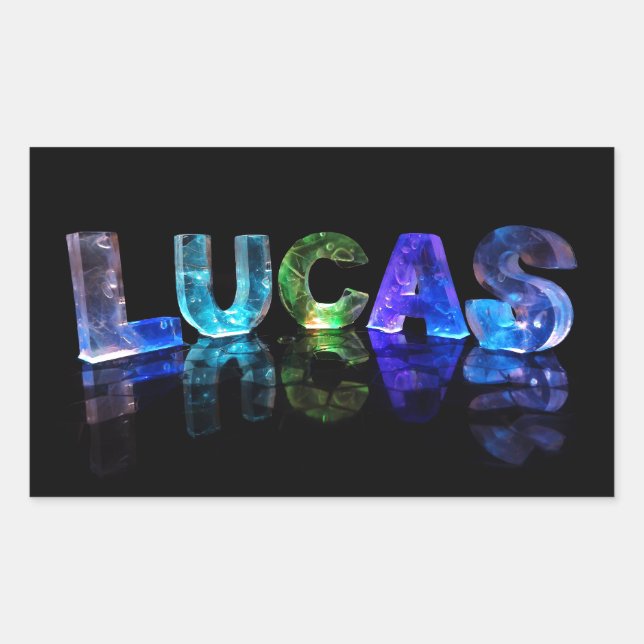 The Name Lucas in 3D Lights (Photograph) Rectangular Sticker (Front)