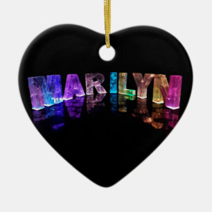 The Name Marilyn in 3D Lights (Photogarph) Ceramic Tree Decoration