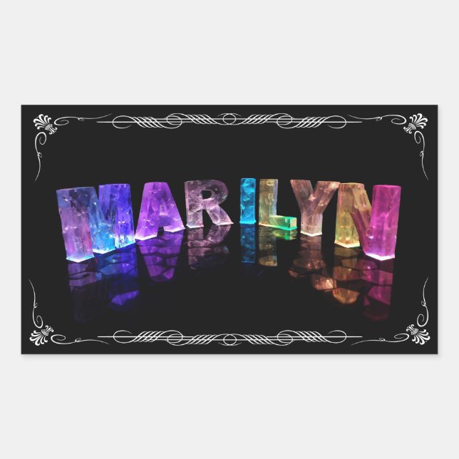 The Name Marilyn in 3D Lights (Photograph) Rectangular Sticker (Front)