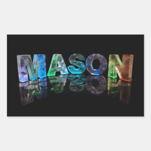 The Name Mason in 3D Lights (Photograph) Rectangular Sticker