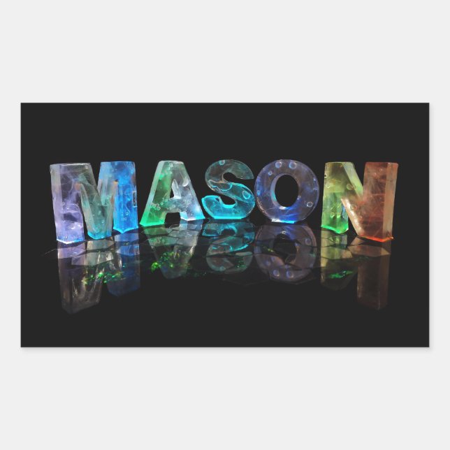 The Name Mason in 3D Lights (Photograph) Rectangular Sticker (Front)
