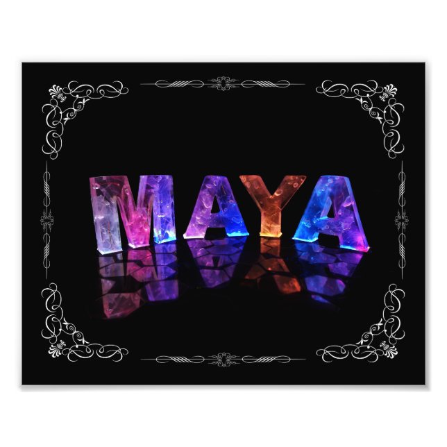 The Name Maya in 3D Lights (Photograph) Photo Print (Front)