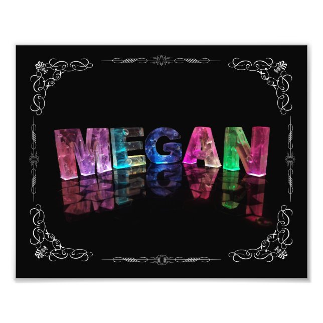 The Name Megan in 3D Lights (Photograph) Photo Print (Front)