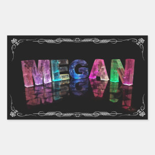 The Name Megan in 3D Lights (Photograph) Rectangular Sticker