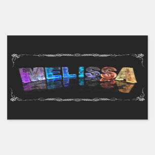 The Name Melissa in 3D Lights (Photograph) Rectangular Sticker