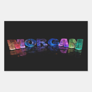 The Name Morgan in 3D Lights (Photograph) Rectangular Sticker