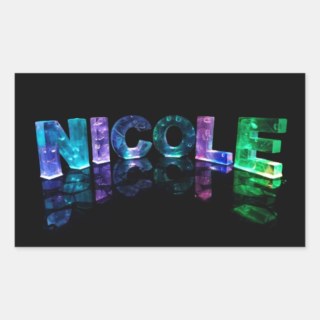 The Name Nicole in 3D Lights (Photograph) Rectangular Sticker (Front)