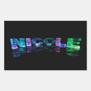 The Name Nicole in 3D Lights (Photograph) Rectangular Sticker
